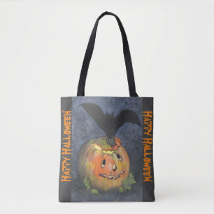 Halloween Bat & Pumpkin projetado Tote Bag