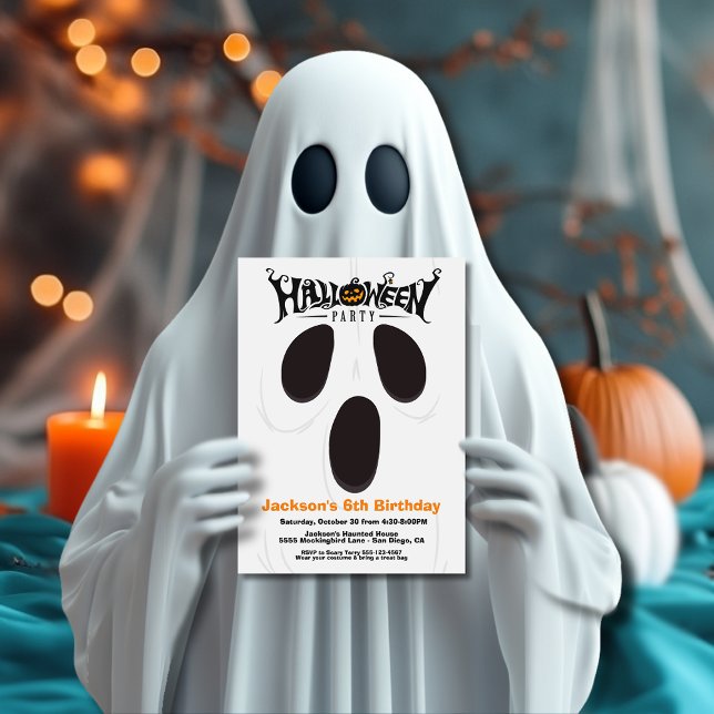 Halloween Birthday Ghost Face Convites (Criador carregado)