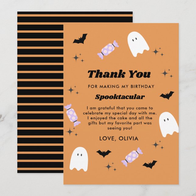 Halloween Birthday Spooktacular Cartões de agradec (Frente/Verso)