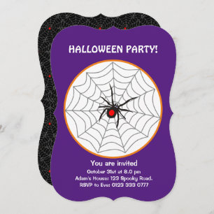 Halloween Black Widow Spider Convite em Roxo
