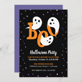 Halloween Boo Fantasma Confetti Roxo Convite