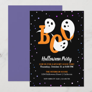 Halloween Boo Fantasma Confetti Roxo Convite