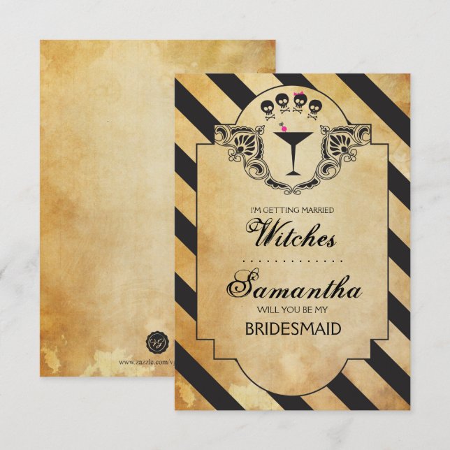Halloween Bridesmaid Proposta Convite ~ Engraçado (Frente/Verso)