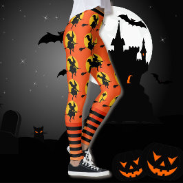 Halloween Bruxas Leggings Mulheres Laranja Yoga Pa