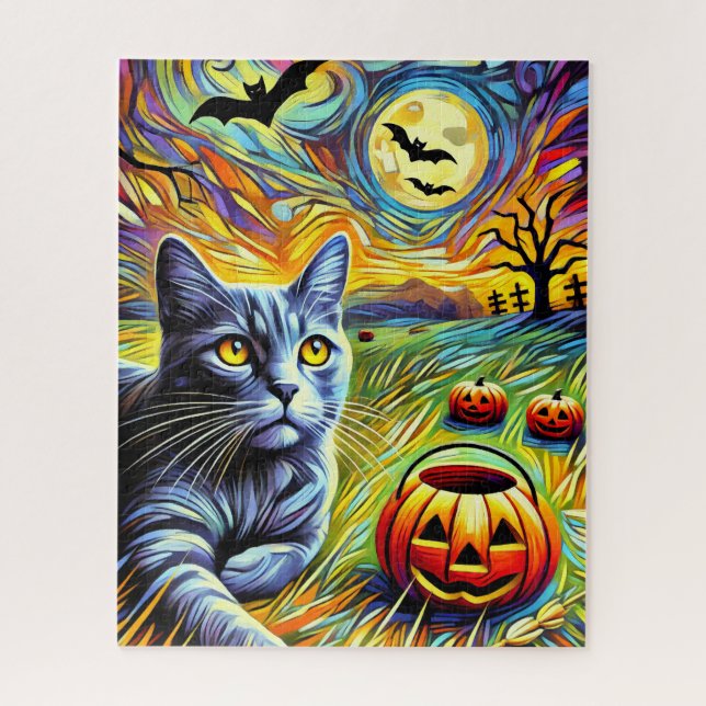 Halloween Cat 500 Peece Quebra-cabeça (Vertical)