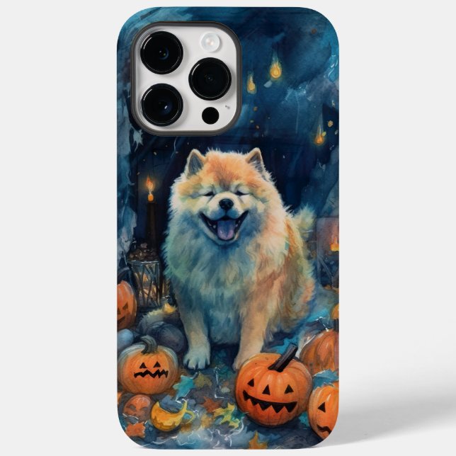 Halloween Chow Chow Com Pumpkins Assustado (Verso)