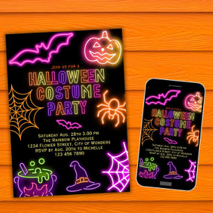 Halloween Convite de festas Kids Neon Spook