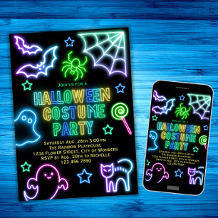 Halloween Convite de festas Kids Neon Spook