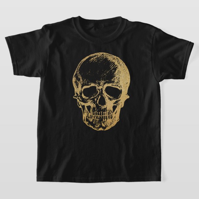 Halloween Dourado Skull | T-shirt | Crianças (Postura )