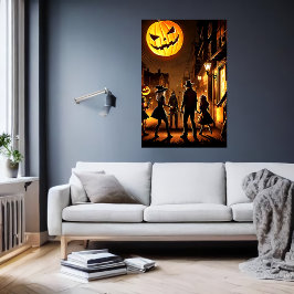 Halloween e uma lua de abóbora | AI Art Poster