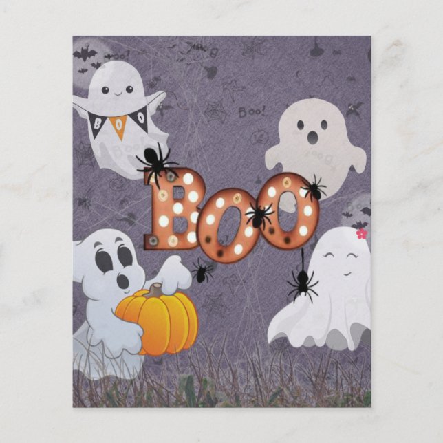 Halloween Ghosts Boo Scrapbook Paper (Frente)