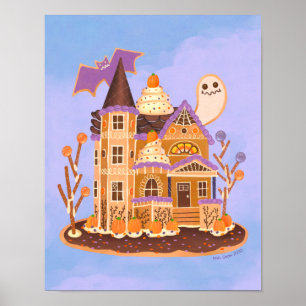 Halloween Gingerbird Haunted House Art Impressão