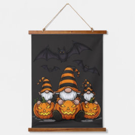 Halloween Gnome Wood Topped Wall Tapestry