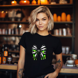 Halloween Gothic Bow T-Shirt | Neon Green Drip