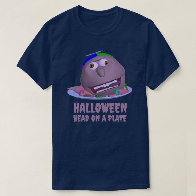 Halloween Head on a Plate with text Johnny T-shirt (Frente do Design)