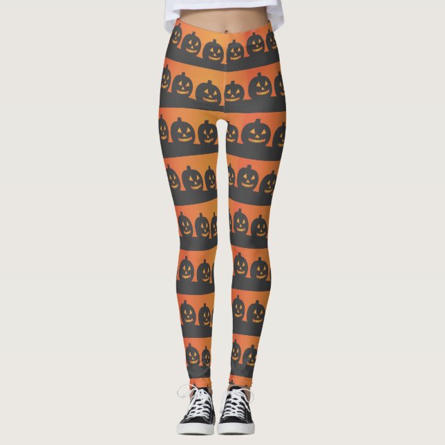 Halloween Jack O'Lanterns Striggings Leggings (Frente)