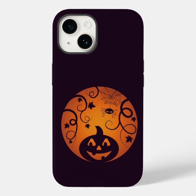 Halloween Jack ou lanterna abóbora face e aranha (Verso)