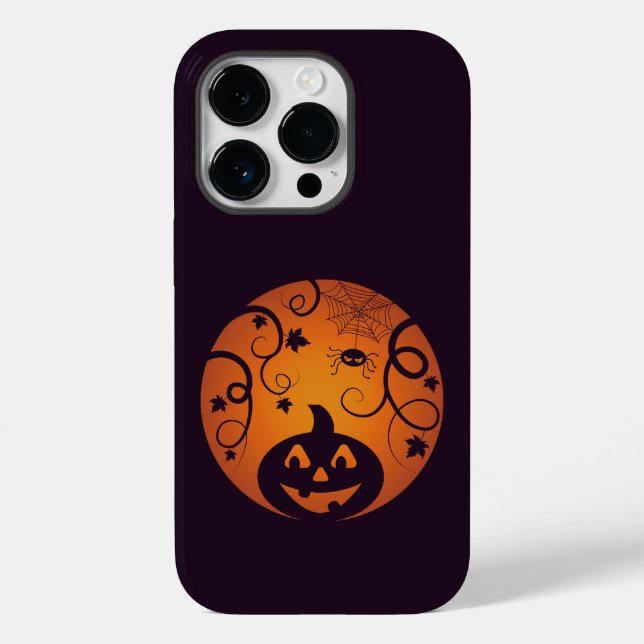 Halloween Jack ou lanterna abóbora face e aranha (Verso)
