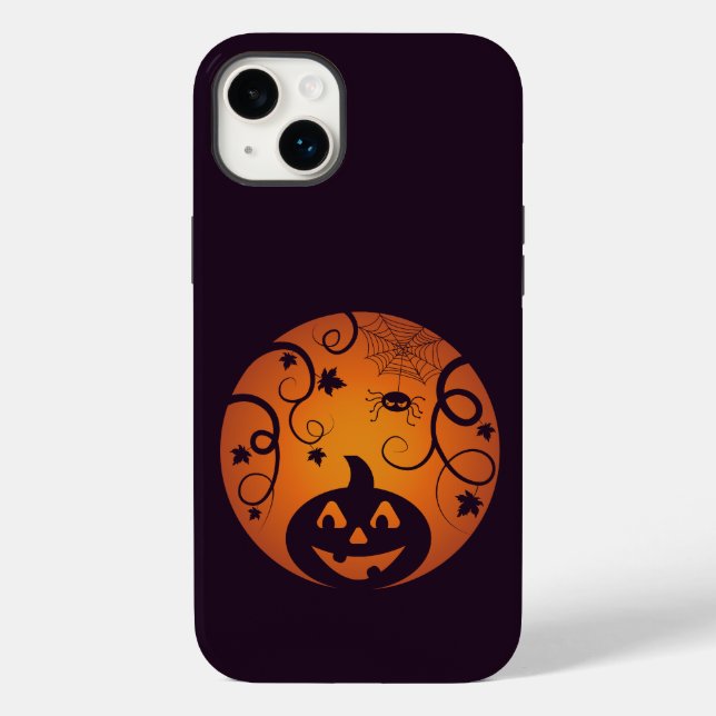 Halloween Jack ou lanterna abóbora face e aranha (Verso)