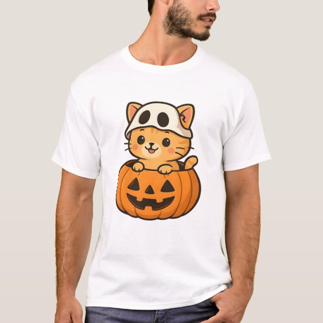 Halloween Kitty inside a pumpkin Classic T-Shirt (Frente)