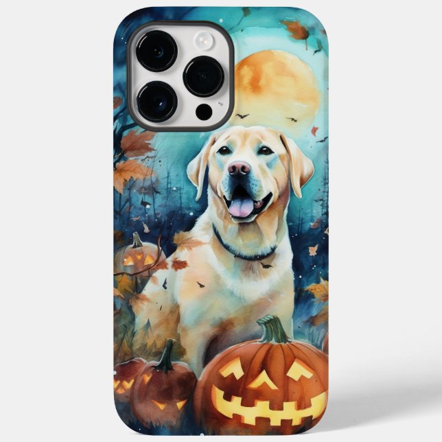Halloween Labrador Com Pumpkins Assustado (Verso)