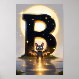 Halloween Letter B Bat Classroom Wall Art Poster