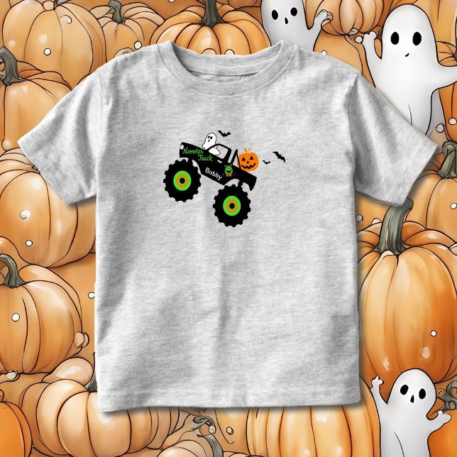 Halloween Monster Truck Add Name Toddler T-shirt (Criador carregado)