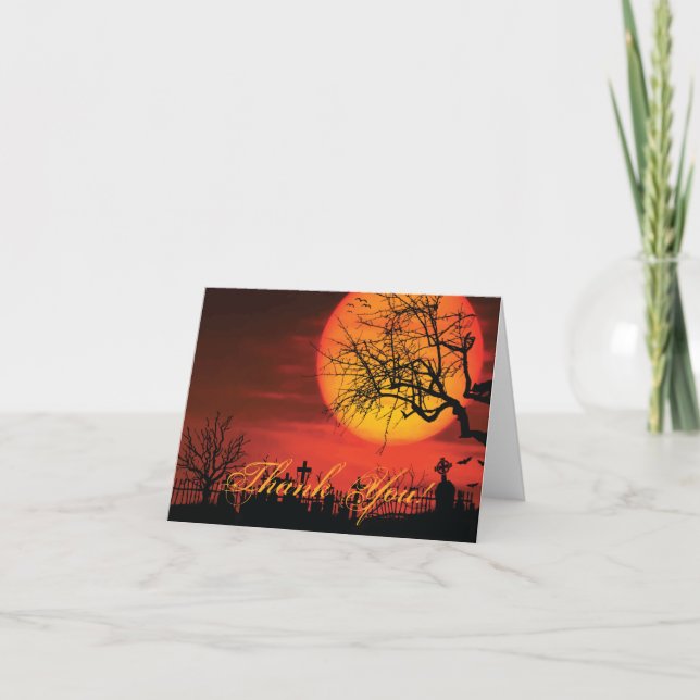 Halloween Negro E Laranja Obrigado Cartões (Frente)