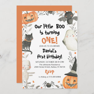 Halloween Nosso Pequeno Convite de aniversário Boo