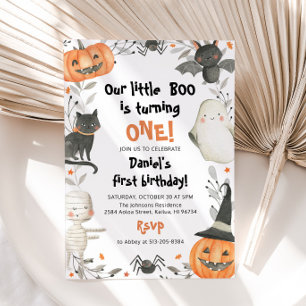 Halloween Nosso Pequeno Convite de aniversário Boo