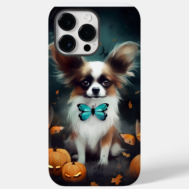 Halloween Papillon Com Pumpkins Assustado (Verso)