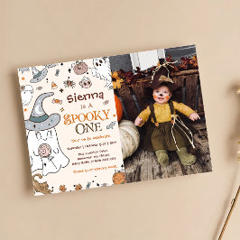 Halloween primeiro aniversario Spooky Um Convites