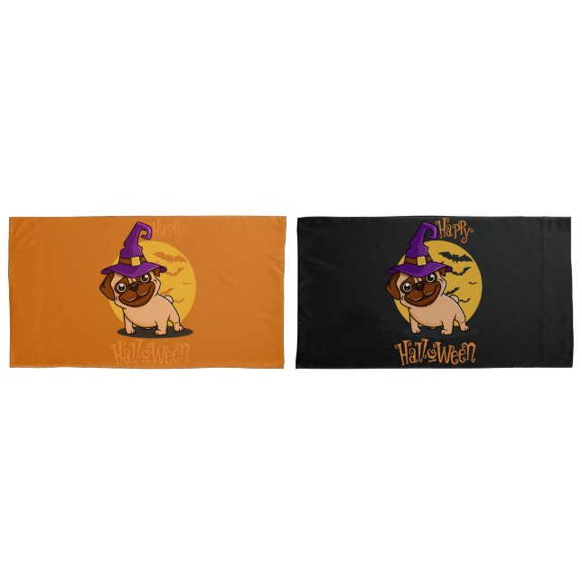 Halloween Puggy Pillowcases (Frente - conjunto)