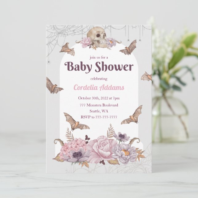 Halloween Pumpkin Convite para Chás de fraldas (Em pé/Frente)