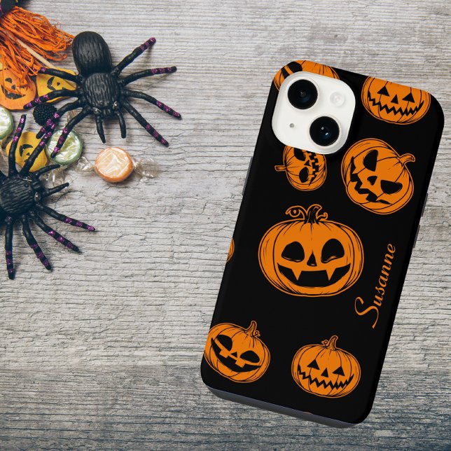 Halloween Pumpkin Pattern Phone 14 Case (Criador carregado)
