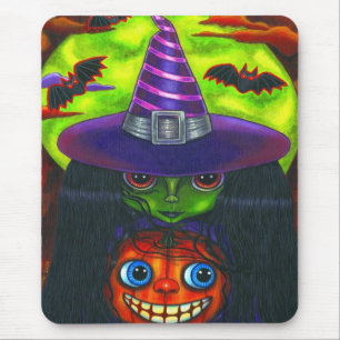 Halloween Pumpkin Witch Mousepad