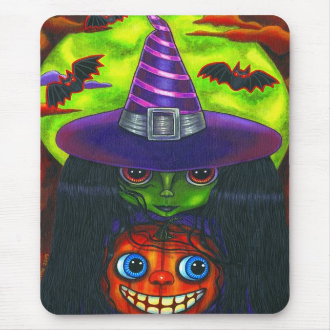 Halloween Pumpkin Witch Mousepad (Frente)