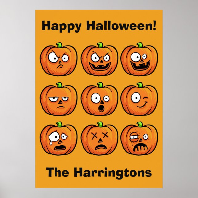 Halloween Pumpkins poster de texto personalizado (Frente)