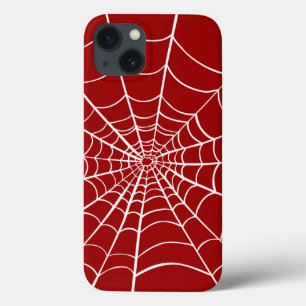 Halloween Red White Spider Web