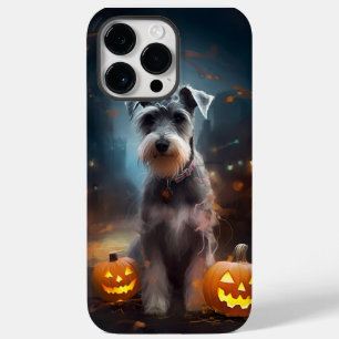 Halloween Schnauzer Com Pumpkins Assustado