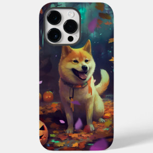 Halloween Shiba Inu Com Pumpkins Assustado