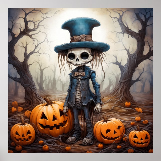 Halloween Skeleton Art Poster (Frente)