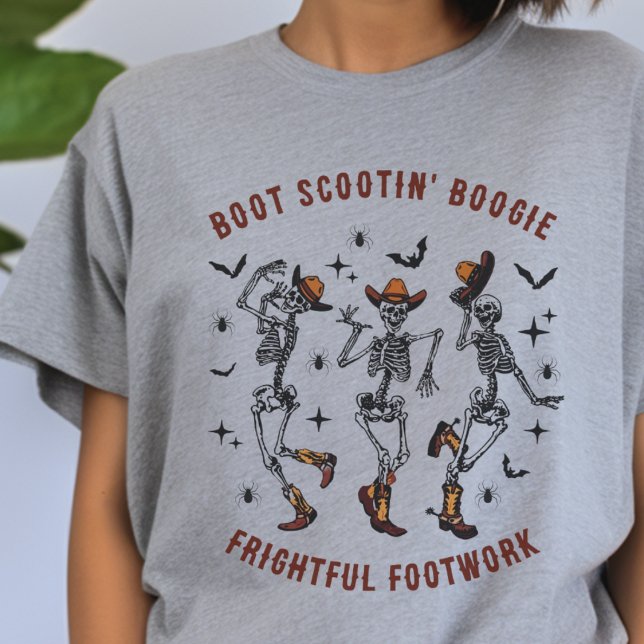 Halloween Skeleton Boot Scootin' Boogie T-Shirt (Criador carregado)