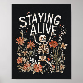Halloween Skeleton Watercolor Poster