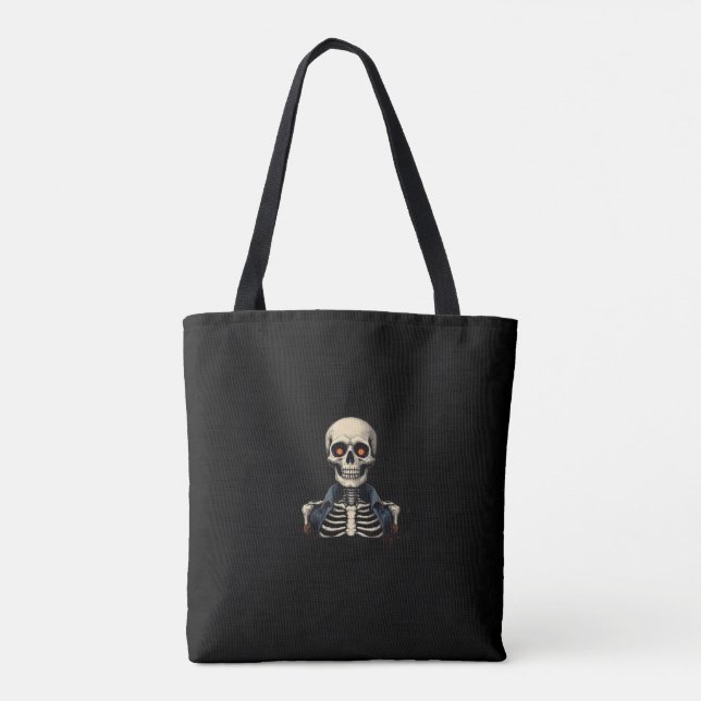 Halloween Skull Skeleton Tote Bag - Spooky (Verso)