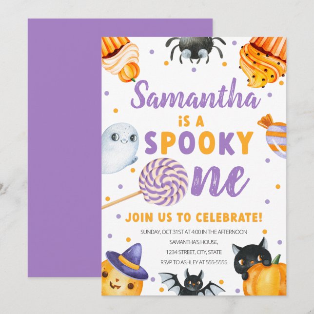 Halloween Spooky Um Primeiro Convite De Aniversári (Frente/Verso)