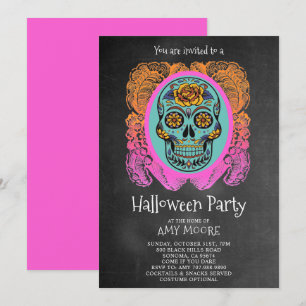 Halloween Sugar Skull Convite de festas