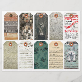 Halloween Tags Clipart Sheet Dark Academia