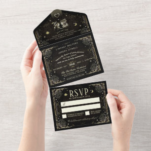 Halloween Tarot Black & Dourado Casamento Tudo Em