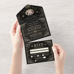 Halloween Tarot Foto de Convite de Casamento MENU